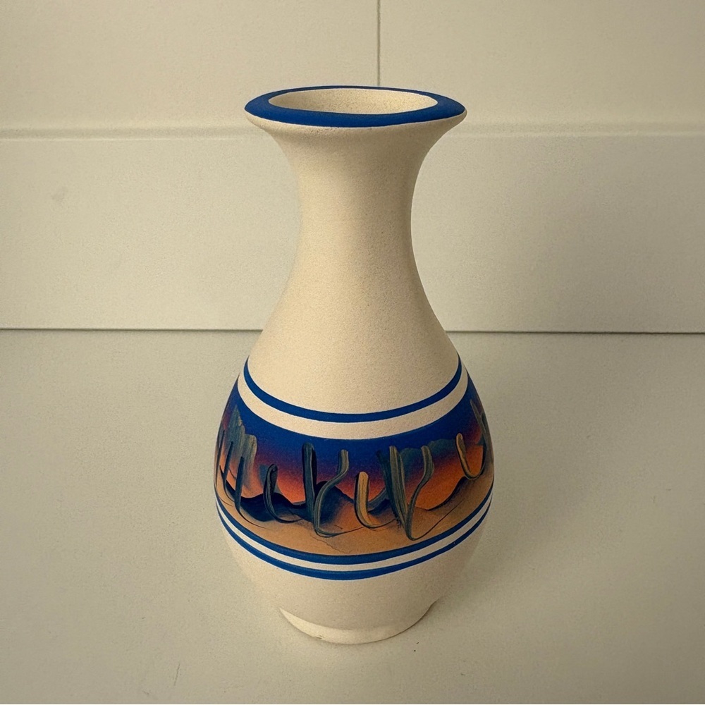 Handpainted Southwestern Desert Bud Vase New West Pottery